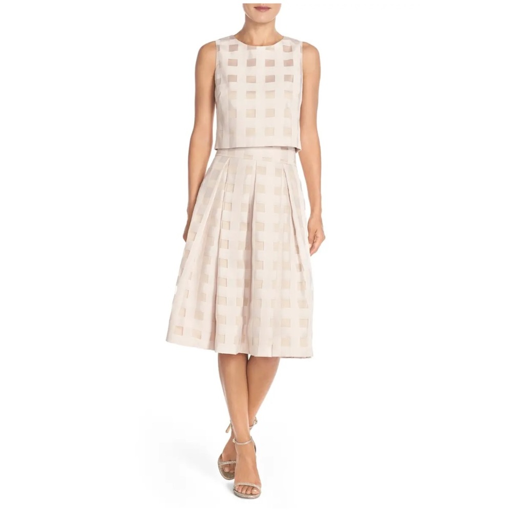 ELIZA J Check Satin Two Piece Set Dress